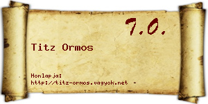 Titz Ormos névjegykártya